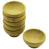 Go İthalat 6 Adet Mini Ahşap Bambu Lokumluk - Çerezlik Kase Derinlik: 1.5cm - Çap: 6.2cm (5440)