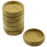 Go İthalat 6 Adet - Yuvarlak Ahşap Bambu Çerezlik - Lokumluk Kase Derinlik: 1.7cm - Çap: 8.8cm (5224)