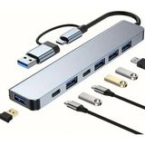 Go İthalat 8 In 1 USB Çevirici Notebook Macbook Type-C Uyumlu Görüntü Aktarıcı Hub (784)