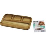 Go İthalat Akasya Dikdörtgen 4 Bölmeli=3+1 Ahşap Servis Sunum Tepsi - Tahtası 25 x 14 x 1.4cm (5468)