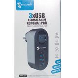 Go İthalat Akım Korumalı Tekli Priz - Akıllı Akım Dengeleme - 3xusb - Isıya Karşı Dayanıklı (5314)