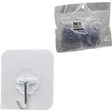 Go İthalat Askı 10PCS Tekli Metal Uçlu Mika Kristal Pls. Tabanlı Şeffaf Pvc Yapışkanlı Montaj (5477) - Şeffaf - Gümüş