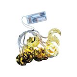 Go İthalat AY YILDIZ MODEL=10PCS GOLD METAL PİLLİ DEKORATİF LED IŞIK - LAMBA 2MT KABLO (5314)