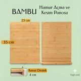 Go İthalat Bambu Tezgah Üstü Kenar Destekli Büyük Boy Hamur Açma Kesme Tahtası 25X35 Cm.