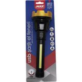 Go İthalat BÜYÜK=24CM 2İN1= OSL LED - COB LED USB ŞARJLI EL FENERİ 3-KADEME IŞIK - FLAŞÖR ŞARJ GÖSTERGE (5314)