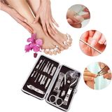 Go İthalat Çantalı Manikür Pensi Profesyonel ve Manikür Pedikür Seti 13 Parça Tırnak Eti Itici ve Cımbız (4604)