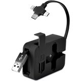 Go İthalat Cep Tipi Telefon Tutuculu Makaralı Uzayıp Kısalabilen 3&amp;apos;ü 1 Arada USB Şarj Kablosu (5468)