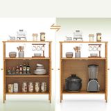 Go İthalat Çok Amaçlı Dolap Ahşap Bambu Organizer Raflı 66X33X85CM (5582)