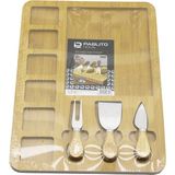 Go İthalat Dikdörtgen 6+1 Bölmeli Mdf Kahvaltı Peynir Sunum Panosu 3 Bıçak=ahşap Sap 30X39.5CM (5468)