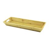 Go İthalat DİKDÖRTGEN ÇİFT KULPLU AHŞAP BAMBU SUNUM TEPSİSİ =16X40CM - DERİN=4CM (5264)