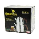 Go İthalat Filinta Mini Boy Çelik Çaydanlık Seti Çift Kapaklı Renkli Bakalit Kulp Üst Demlik: 1lt - Alt Suluk: 1.5lt Kendinden Süzgeçli (3791)