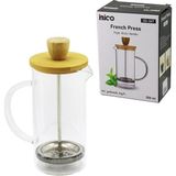 Go İthalat French Press Bambu Kapak 350ML Cam Bitki Süzgeçi