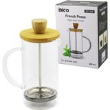 Go İthalat French Press Bambu Kapak 600ML Cam Bitki Süzgeçi