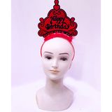 Go İthalat Happy Birthday Neon Kırmızı Renk Doğum Günü Tacı 24x15 cm (50001)