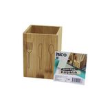 Go İthalat KÜÇÜK KARE=9X9CM AHŞAP BAMBU KAŞIKLIK ORGANİZER (50001)