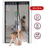 Go İthalat Mıknatıslı Kapı Sinekliği Siyah 100X210 cm Otomatik Kapanan Manyetik Tül Sineklik (5477) - Abanoz