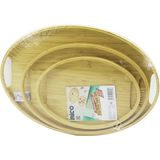 Go İthalat Oval - 3 Boy Bambu Ahşap Tepsi Seti 20X29--26X36--31X45CM (5582)