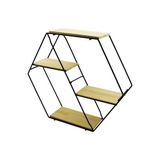 Go İthalat PETEK - 4 KATLI METAL İSKELETLİ - AHŞAP RAFLIDEKORATİF RAF60 X 14 X 53 Cm (5250)