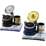 Go İthalat Saat - Gramafon Vintage Dekoratif Biblo - Renkli Kalemlik 13X12X8.5CM Reçine (3791)