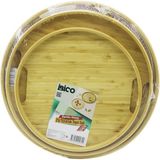Go İthalat Yuvarlak - 3 Boy Bambu Ahşap Tepsi Seti 30--35--38CM (3791)