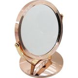 Go İthalat YUVARLAK 7 İNÇ= ÇAP:17.5CM MAKYAJ AYNASI ÇİFT TARAFLI BRONZ - GÜMÜŞ PLS.ÇERÇEVE SABİT AYAK (5314)