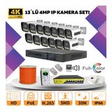 Go Vision 13'lü Güvenlik Ip Kamera Seti - 4mp Dış Mekan Kamera, 3.6mm Lens, H.265, Poe, Warm LED Gece Görüşlü
