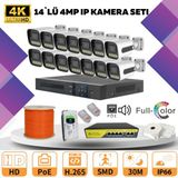 Go Vision 14'lü Güvenlik Ip Kamera Seti - 4mp Dış Mekan Kamera, 3.6mm Lens, H.265, Poe, Warm LED Gece Görüşlü - Siyah - Beyaz