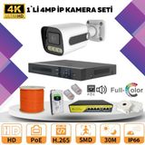 Go Vision 1'li Güvenlik Ip Kamera Seti - 4mp Dış Mekan Kamera, 3.6mm Lens, H.265, Poe, Warm LED Gece Görüşlü - Siyah - Beyaz