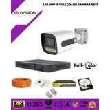 Go Vision 1'li Güvenlik Ip Kamera Seti - 5mp Dış Mekan Kamera, 3.6mm Lens, H.265, Poe, Warm LED Gece Görüşlü - Beyaz