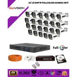 Go Vision 23'lü Güvenlik Ip Kamera Seti - 5mp Dış Mekan Kamera, 3.6mm Lens, H.265, Poe, Warm LED Gece Görüşlü - Beyaz