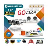Go Vision 5'li 4mp 4K Ultra Hd Ip Güvenlik Kamera Seti (Gece Görüşlü, Dış Mekan Uyumlu) - yok