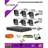 Go Vision 6'lı Güvenlik Ip Kamera Seti - 4mp Dış Mekan Kamera, 3.6mm Lens, H.265, Poe, Warm LED Gece Görüşlü - Beyaz