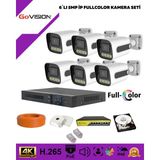 Go Vision 6'lı Güvenlik Ip Kamera Seti - 5mpkamera, 3.6mm Lens, H.265, Poe, Warm LED Gece Görüşlü - Beyaz