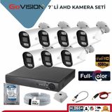 Go Vision 7'li 2 Mp Ahd Kamera Seti- 3.6mm Full Color Serisi - Siyah - Beyaz