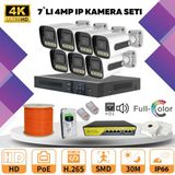 Go Vision 7'li Güvenlik Ip Kamera Seti - 4mp Dış Mekan Kamera, 3.6mm Lens, H.265, Poe, Warm LED Gece Görüşlü - Siyah - Beyaz