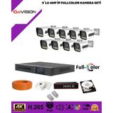 Go Vision 9'lu Güvenlik Ip Kamera Seti - 4mp Dış Mekan Kamera, 3.6mm Lens, H.265, Poe, Warm LED Gece Görüşlü - Beyaz