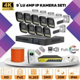 Go Vision 9'lu Güvenlik Ip Kamera Seti - 4mp Dış Mekan Kamera, 3.6mm Lens, H.265, Poe, Warm LED Gece Görüşlü - Siyah - Beyaz