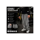 Goat Giyim Sonte Renkli Çizgili Jogger Cepli Rahat Kalıp Oversize Spor Gym Erkek Eşofman Altı Siyah Beyaz Gri