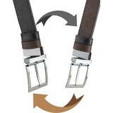 Goay Luxery 3.5 cm Çift Taraflı Siyah&kahve Hakiki Deri Erkek Kemer (7037) - 135 cm - Siyah - Kahverengi