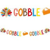 Gobble Gobble Hindi Şükran Günü Afişi - Unutulmaz Şükran Günü Partisi Süslemeleri için Temel Şükran Günü Partisi Malzemeleri