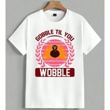 Gobble Til You Hindi Baski Unisex Oversize Tişört Beyaz