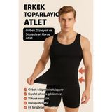 Göbek Toparlayıcı, Göbek Gizleyen Atlet, Şekillendirici Erkek Atlet, Incelten Atlet - M - Siyah