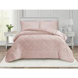 Goblette Home Destina Modern Çizgili Kapitone Yatak Örtüsü Takımı - 3 Parça - Pudra - 220 x 240 cm