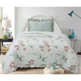 Goblette Home Flowers Serisi Çift Taraflı Kapitone Yatak Örtüsü Seti | Fırfırlı Çiçek Desenli Bahar Temalı (6 Farklı Desen/renk) - 180 x 240 cm