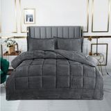 Goblette Home Karmen Kapitoneli Yatak Örtüsü Takımı - 3 Parça Set - 4 Renk Seçeneği - Antrasit - 220 x 240 cm