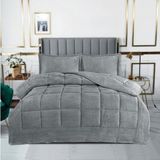 Goblette Home Karmen Kapitoneli Yatak Örtüsü Takımı - 3 Parça Set - 4 Renk Seçeneği - Gri - 220 x 240 cm