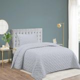 Goblette Home Milena Geometrik Kapitoneli Yatak Örtüsü Takımı - Gri - 180 x 240 cm