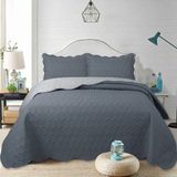 Goblette Home Perla Petek Desenli Kapitone Yatak Örtüsü Seti (Tek & Çift) | Çift Taraflı Dalgalı Kesim Lüks Tasarım (4 Renk) - Antrasit - 260 x 240 cm