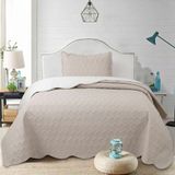 Goblette Home Perla Petek Desenli Kapitone Yatak Örtüsü Seti (Tek & Çift) | Çift Taraflı Dalgalı Kesim Lüks Tasarım (4 Renk) - Vizon - 180 x 240 cm