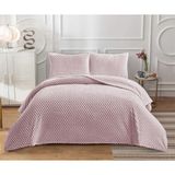 Goblette Home Petek Serisi Çift Kişilik Welsoft Yumuşak Pelüş Battaniye & Yatak Örtüsü Seti | 3D Waffle Desenli (4 Renk) - Pudra - 230 x 250 cm